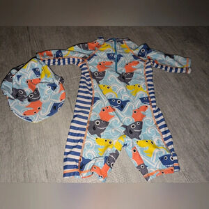 Toddler swim outfit with hat size 12-18M